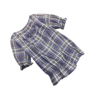 イネド(INED)のINED イネド チェック ブラウス シャツ size9/茶x紺xグレー ■◆ レディース(シャツ/ブラウス(長袖/七分))
