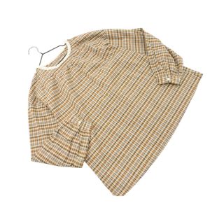 サマンサモスモス(SM2)の新品 SM2 サマンサモスモス チェック ブラウス シャツ sizeF/ベージュｘ茶 ■◇ レディース(シャツ/ブラウス(長袖/七分))