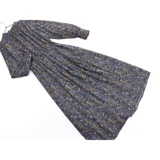 ユナイテッドアローズ(UNITED ARROWS)のgreen label relaxing グリーンレーベルリラクシング ユナイテッドアローズ 総柄 ロング ワンピース size36/紺ｘ緑 ■◇ レディース(ロングワンピース/マキシワンピース)
