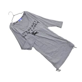 バーバリー(BURBERRY)のBURBERRY バーバリー BLUE LABEL ブルーレーベル ロゴ サイドギャザー カットソー size38/グレー ■◇ レディース(カットソー(長袖/七分))