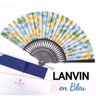 ランバンオンブルー(LANVIN en Bleu)のランバン 扇子 JAL機内限定品 花柄 リボン 水色  新品未使用(その他)