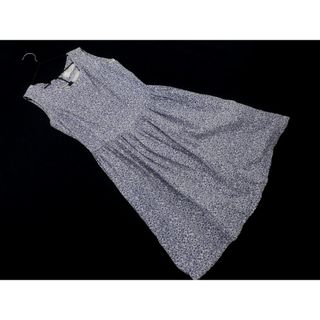 ビームス(BEAMS)のBEAMS LIGHTS ビームスライツ 花柄 ノースリーブ Aライン ワンピース size38/紺 ■◆ レディース(ミニワンピース)