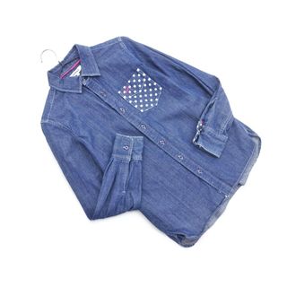 トミーヒルフィガー(TOMMY HILFIGER)のTOMMY HILFIGER トミーヒルフィガー ドットポケット デニム シャツ sizeM/濃紺 ■◇ メンズ(シャツ)