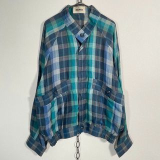 ライカ(RAIKA)の日本製 90s RAIKA 麻 リネンシャツブルゾン タータンチェック M(シャツ)
