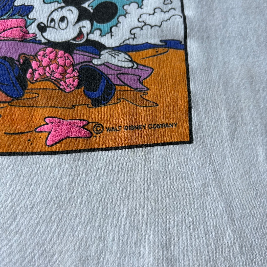 Disney(ディズニー)の80s90s ミッキー&ドナルド tシャツ USA製 ホワイト L相当 両面 メンズのトップス(Tシャツ/カットソー(半袖/袖なし))の商品写真