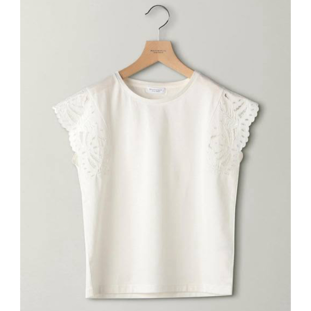 BEAUTY&YOUTH UNITED ARROWS(ビューティアンドユースユナイテッドアローズ)のBEAUTY&YOUTH コットンカットワークフレンチスリーブカットソー レディースのトップス(カットソー(半袖/袖なし))の商品写真