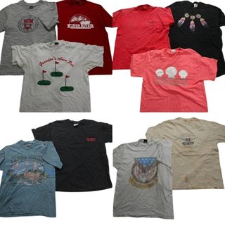 古着卸 まとめ売り シングル 半袖Tシャツ 10枚セット (メンズ L ) アニマル スカル イーグル 英文字プリント 中古 古着 NB3610(その他)