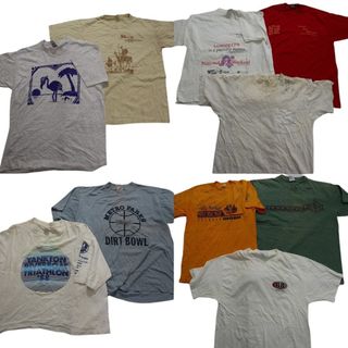 古着卸 まとめ売り シングル 半袖Tシャツ 10枚セット (メンズ L /XL ) 英文字 ワンポイント フルーツオブザルーム 中古 古着 NB3603(その他)