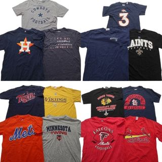 古着卸 まとめ売り プロチーム 半袖Tシャツ 14枚セット (メンズ S /M ) NFL MLB NHL メッツ カージナルス セインツ ツインズ 古着 NB3636(その他)