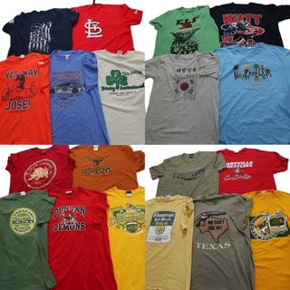 古着卸 まとめ売り カラーmix プリント 半袖Tシャツ 19枚セット (メンズ XL ) 映画 キャラクター 人物 MLB 星条旗 中古 古着 NB3661(その他)