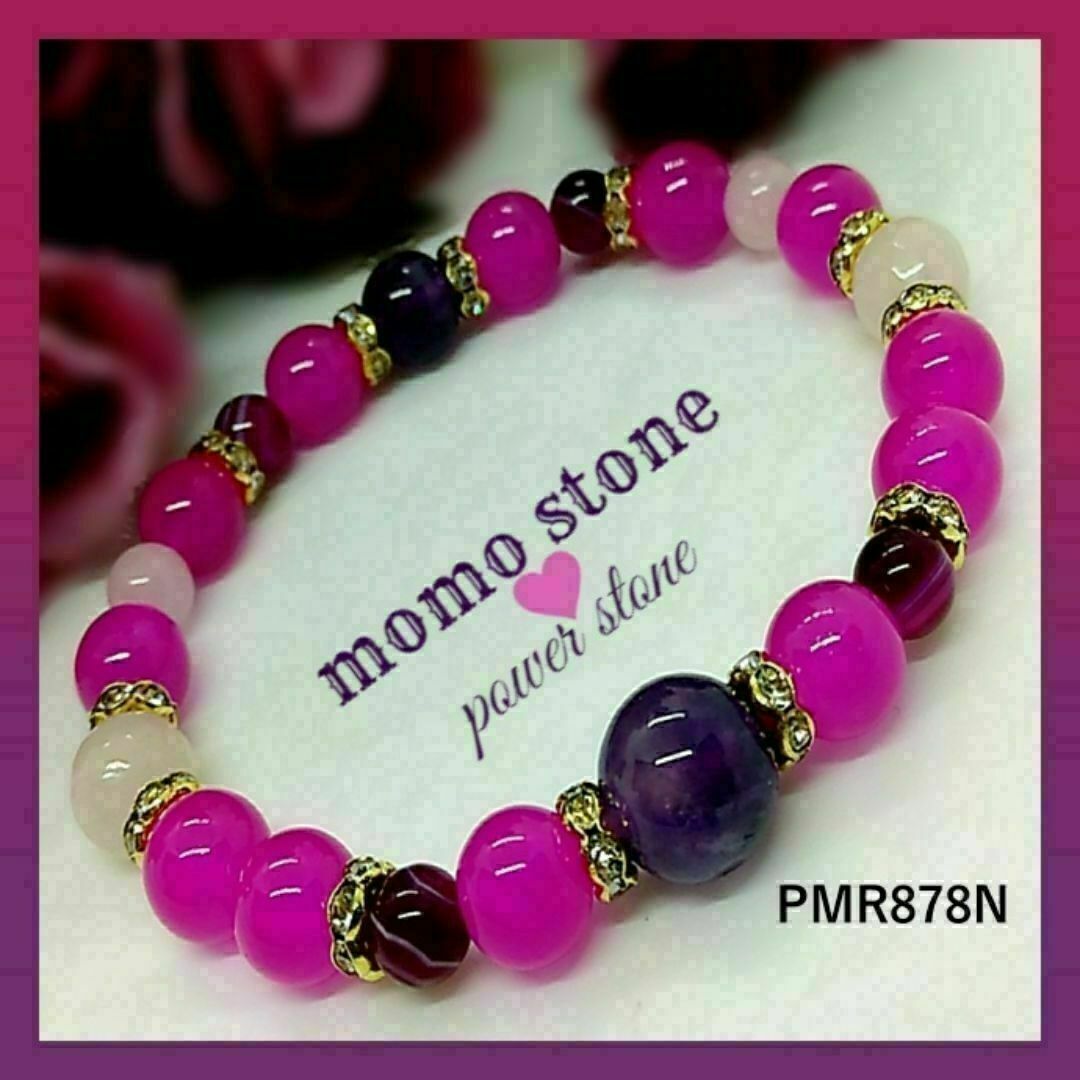PMR878N❤ アメジスト ローズクォーツ 天然石 パワーストーンブレスレット レディースのアクセサリー(ブレスレット/バングル)の商品写真