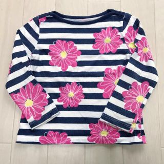 ギャップ(GAP)のbabyGAP花柄ボーダーロンTネイビー100(Tシャツ/カットソー)