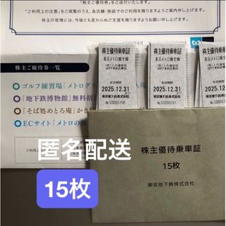 東京メトロ株主優待券（乗車券15枚&各種優待券）(鉄道乗車券)