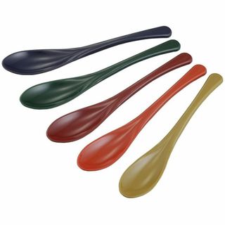 色:柿/からし/深緑/朱/濃紺遠藤産商 お口に優しいソフトスプーン5本組(テーブル用品)