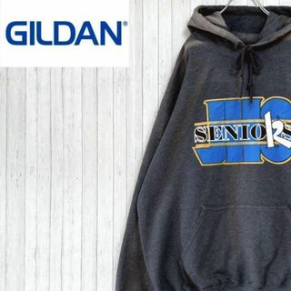 ギルダン　パーカー　スウェット ビッグシルエット　バックプリント　グレー　L