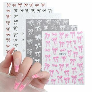 KALOLINNA ネイルステッカー 6枚セット リボン 蝶ネクタイ 3Dネイル(ネイルケア)