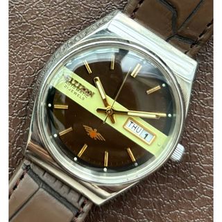 ヴィンテージ CITIZEN 自動巻き腕時計 ブラウン シチズン ドーム型風防