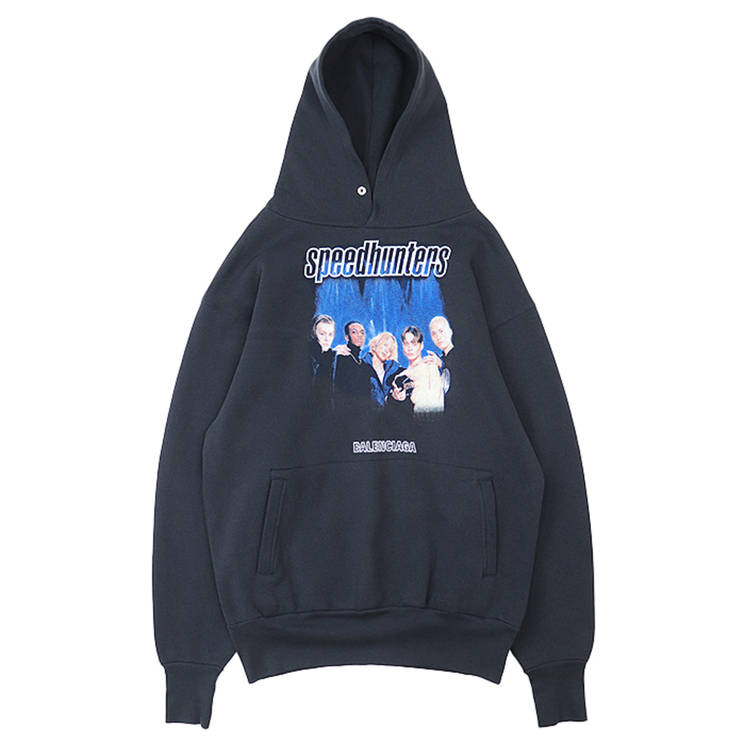 BALENCIAGA(バレンシアガ)の【美品】BALENCIAGA バレンシアガ パーカー 2018年製 Speed Hunters スピードハンター コラボレーション シグネチャー ロゴ プリント リラックスフィット スウェット フーディー プルオーバー トップス メンズ サイズ XS ブラック 黒 ポルトガル製 541871 メンズのトップス(パーカー)の商品写真