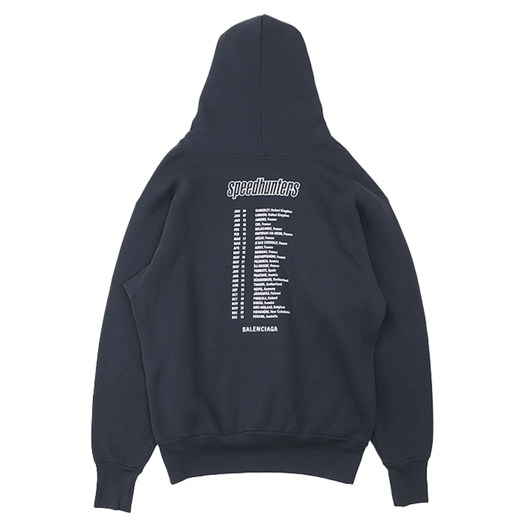 BALENCIAGA(バレンシアガ)の【美品】BALENCIAGA バレンシアガ パーカー 2018年製 Speed Hunters スピードハンター コラボレーション シグネチャー ロゴ プリント リラックスフィット スウェット フーディー プルオーバー トップス メンズ サイズ XS ブラック 黒 ポルトガル製 541871 メンズのトップス(パーカー)の商品写真