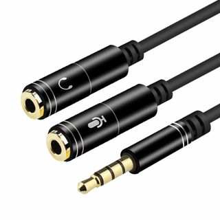 ヘッドホン+マイク用変換アダプタケーブル Deear ヘッドセット 3極メスx2(その他)