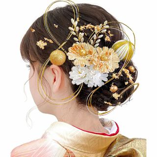 [JZOON] 髪飾り 成人式 水引 金箔 銀箔 組紐 人気 ロープ ゴールド (その他)