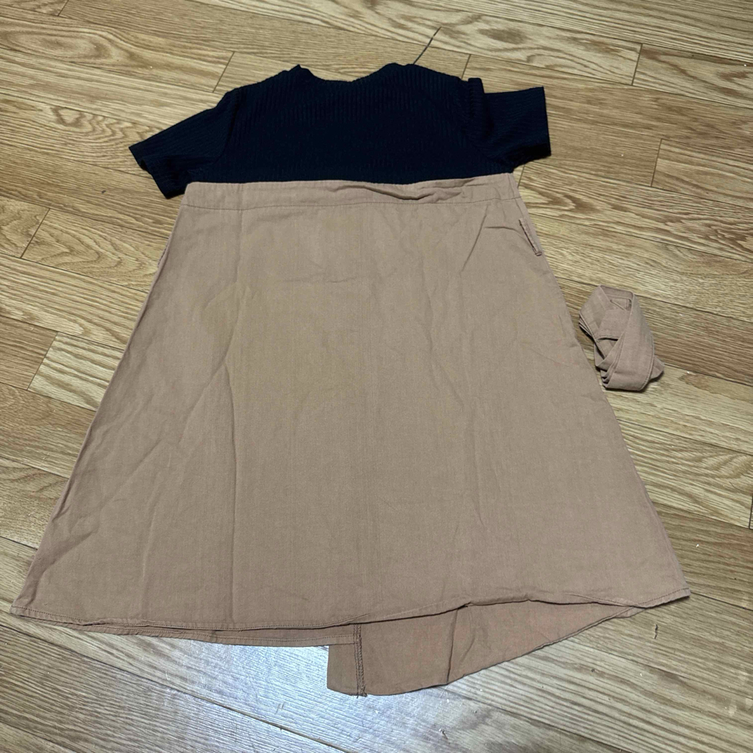 子供服 女の子 ワンピース 半袖 ベージュ BeedesBee140サイズ 中古 キッズ/ベビー/マタニティのキッズ服女の子用(90cm~)(ワンピース)の商品写真