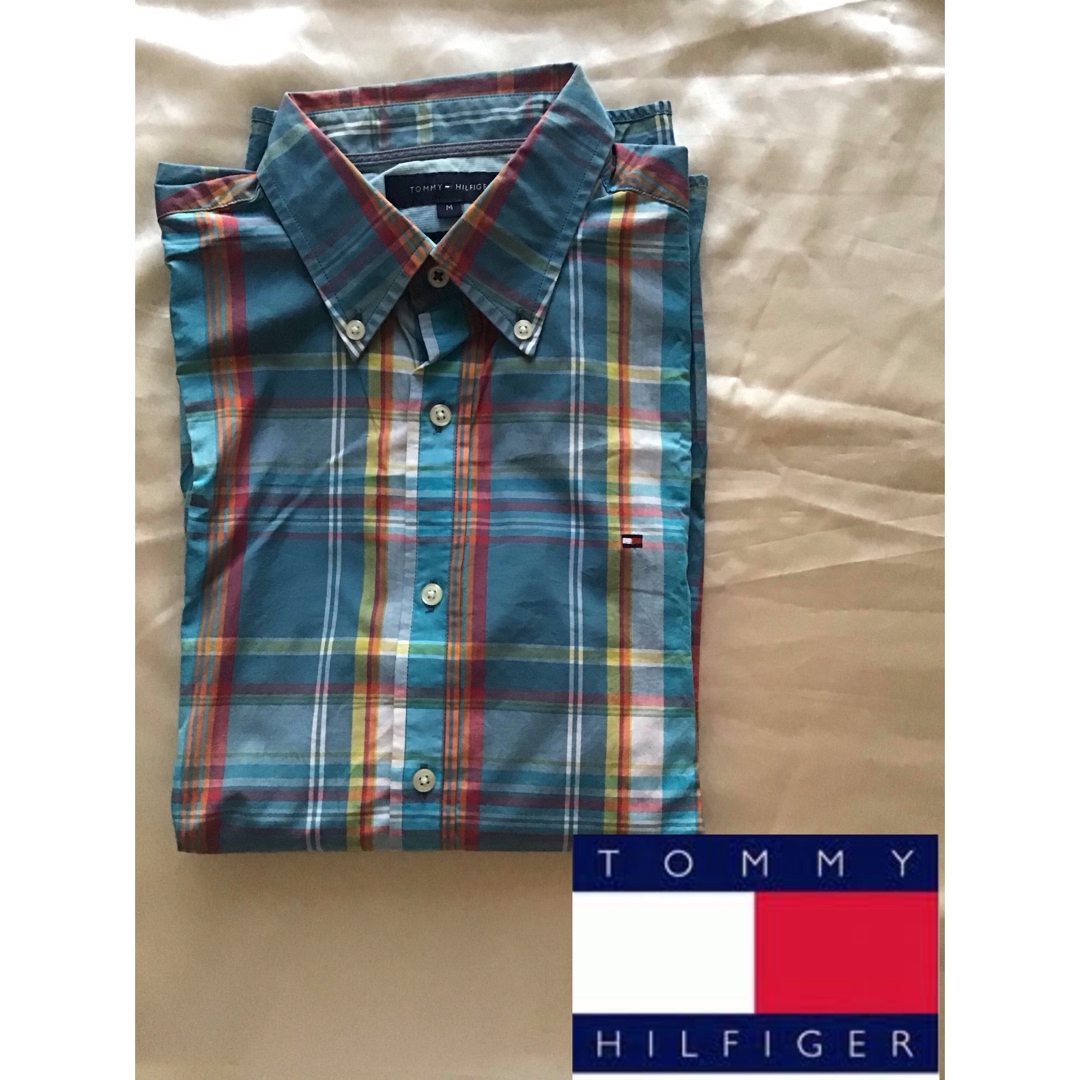 TOMMY HILFIGER(トミーヒルフィガー)のトミーヒルフィガー　ボタンダウン　メンズチェックシャツ　七分袖 メンズのトップス(シャツ)の商品写真