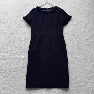 NEWYORKER - 【美品】NEWYORKER ニューヨーカー ツイードワンピース　ネイビー　M 紺
