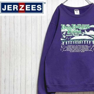 ジャージーズ(JERZEES)のジャージーズ　スウェット　ビッグプリント　パープル　裏起毛　フェスティバル　S(スウェット)