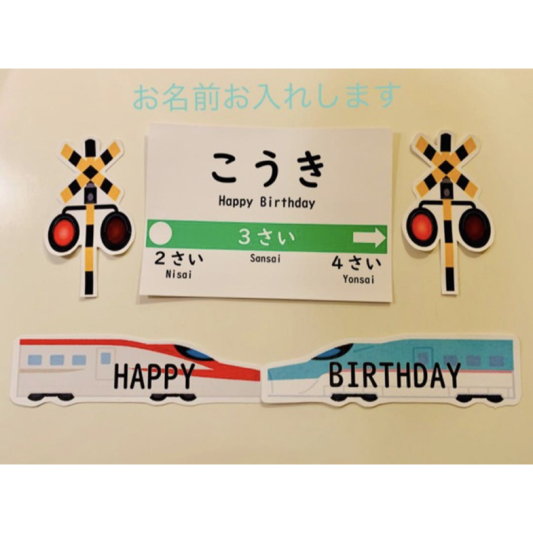 お誕生日　新幹線連結お祝いセット　英語 ハンドメイドのパーティー(ガーランド)の商品写真