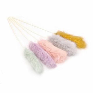 【新着商品】真兔毛キャットトイセット – 5本セット 猫用逗猫棒（全長38cm、(猫)