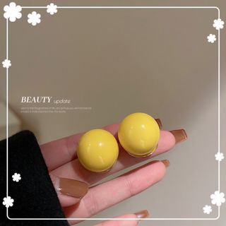おしゃれ⭐︎大玉ピアス 大きめ 丸 韓国 インポート 黄色 イエロー(ピアス)