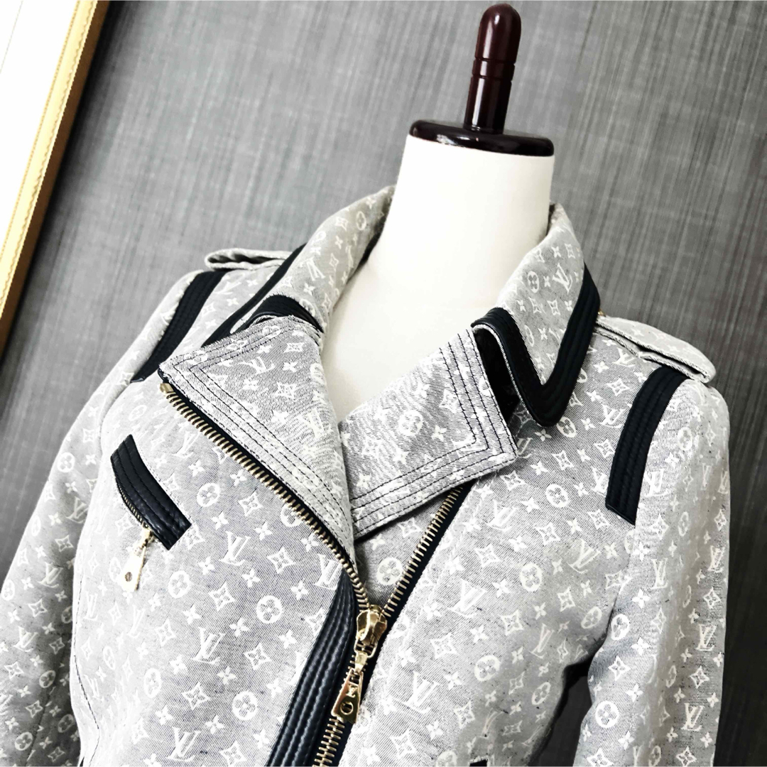 LOUIS VUITTON(ルイヴィトン)の美品　LOUISVUITTON ヴィトン　デニム　モノグラム　レザー　ジャケット レディースのジャケット/アウター(Gジャン/デニムジャケット)の商品写真
