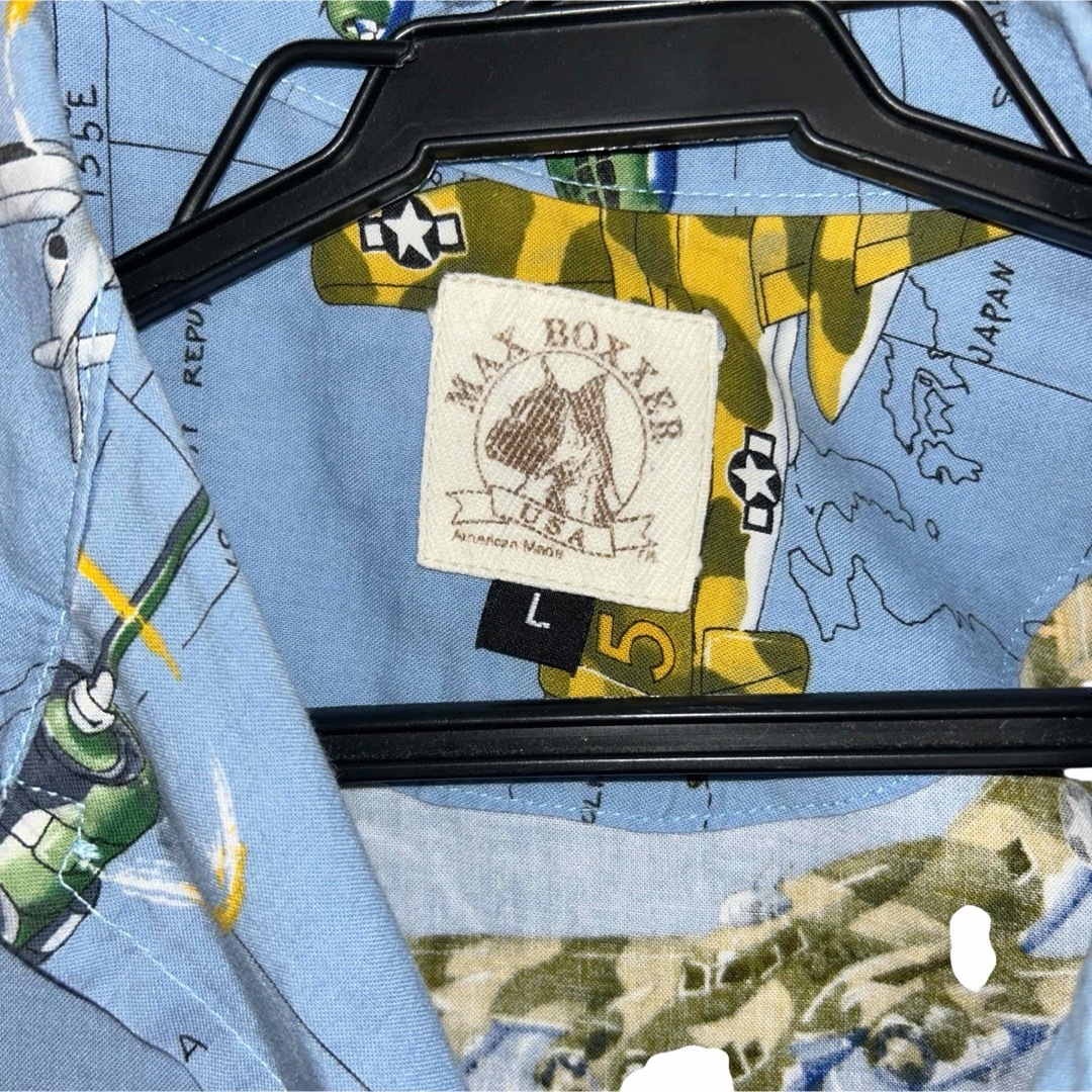 US古着　戦闘機アロハ　サイズL meid in USA メンズのトップス(シャツ)の商品写真