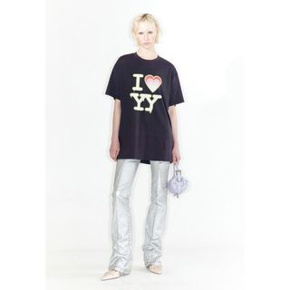 クランク(CRANK)のOPEN YY⭐︎オープンワイワイ】 ILOVEYYTシャツアイラブyy黒キティ(Tシャツ(半袖/袖なし))