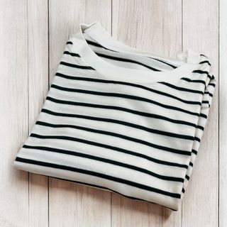 ボーダー カットソー トップス 長袖 Tシャツ レディース ゆったり XL(カットソー(長袖/七分))