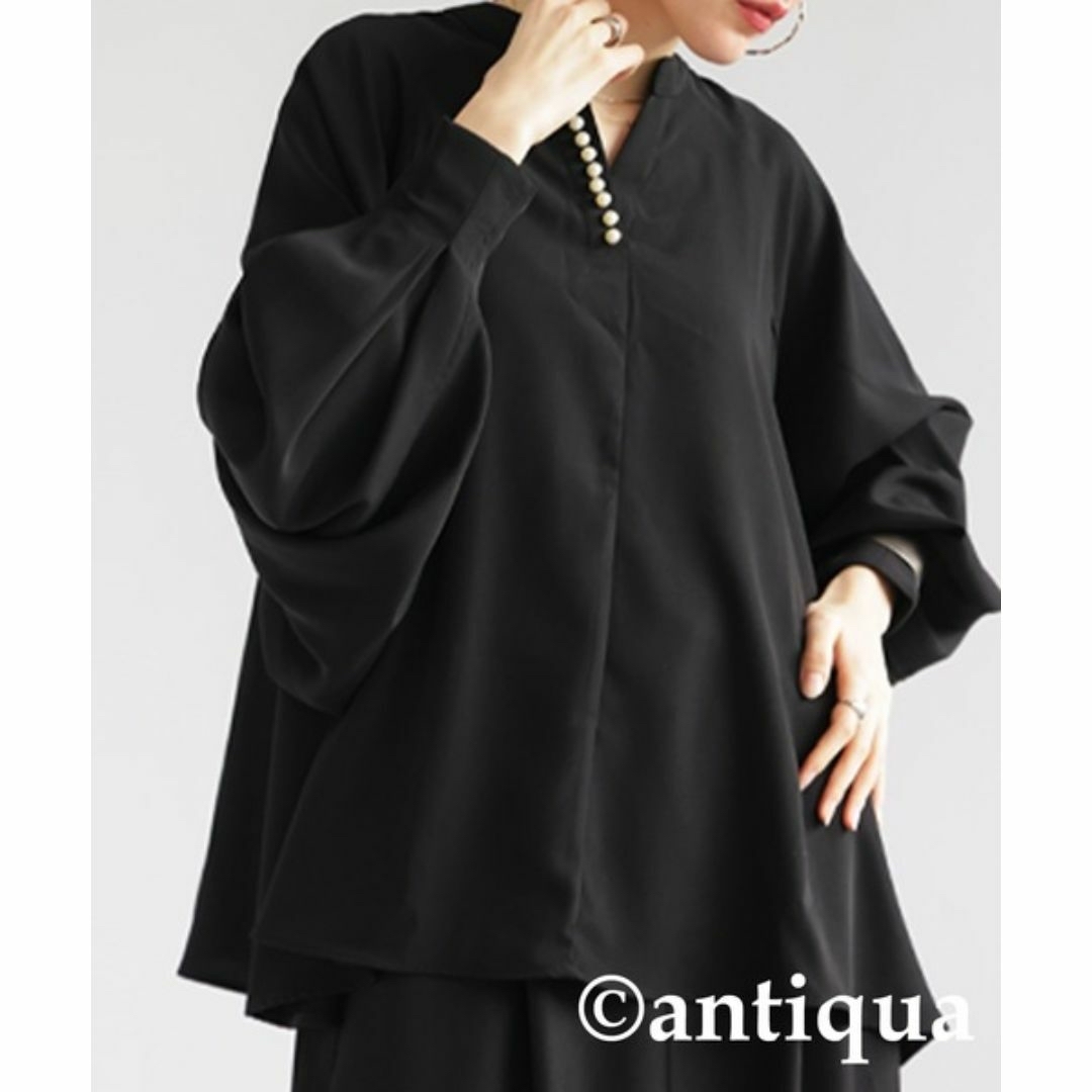 antiqua(アンティカ)の【antiqua】オンオフ着回し可能◎『パールデザイントップス』【アンティカ】 レディースのトップス(カットソー(長袖/七分))の商品写真