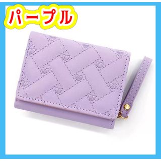 財布 三つ折財布 パープル レディース キッズ カードケース 小銭入れ レザー(財布)