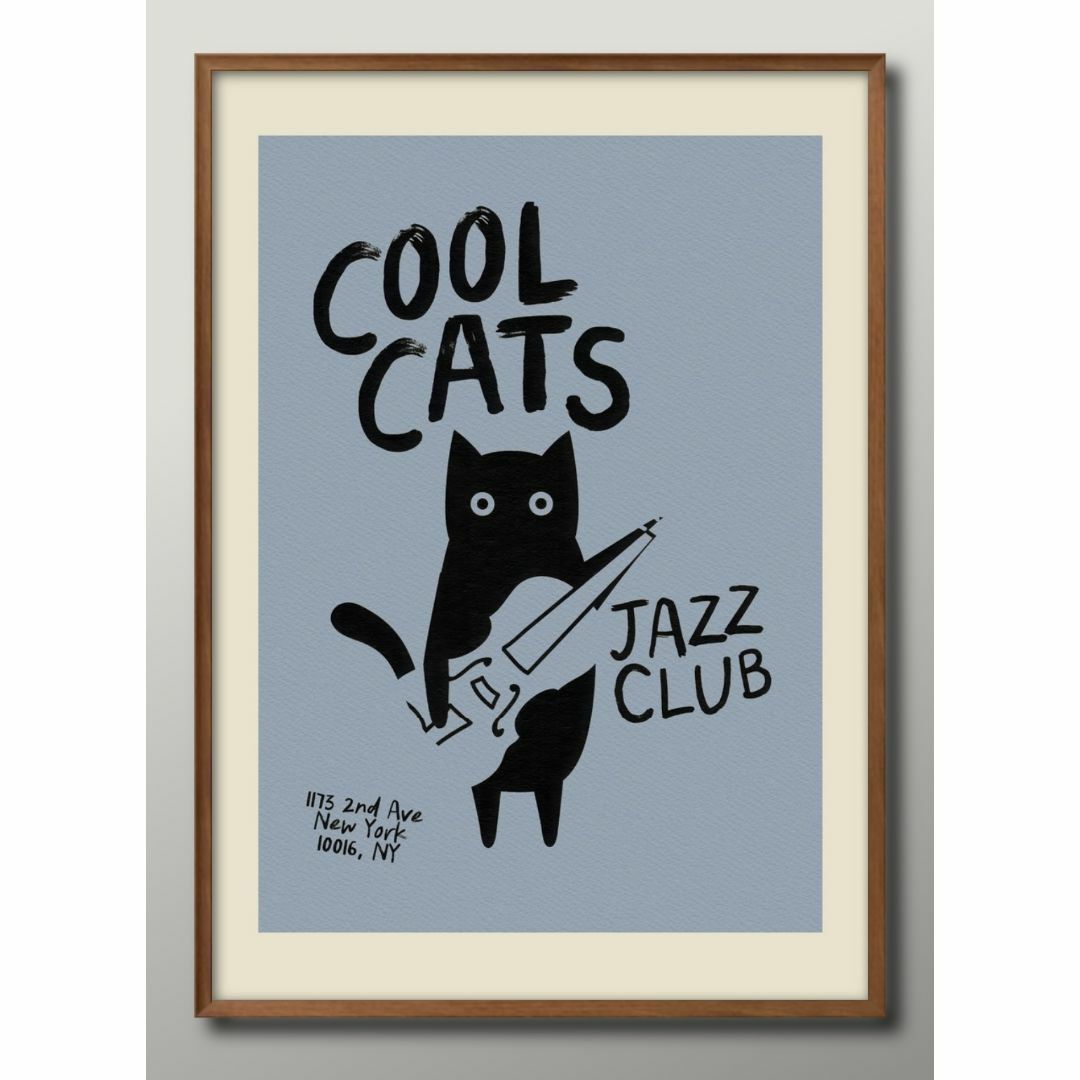 15889■A3 アート ポスター『猫　ネコ　ジャズ　ギター』絵画 マット インテリア/住まい/日用品のインテリア/住まい/日用品 その他(その他)の商品写真