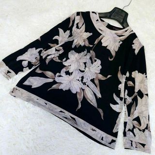 LEONARD - LEONARD レオナール　薄手　デザイン加工花柄 長袖 　シャツ　42　シルク