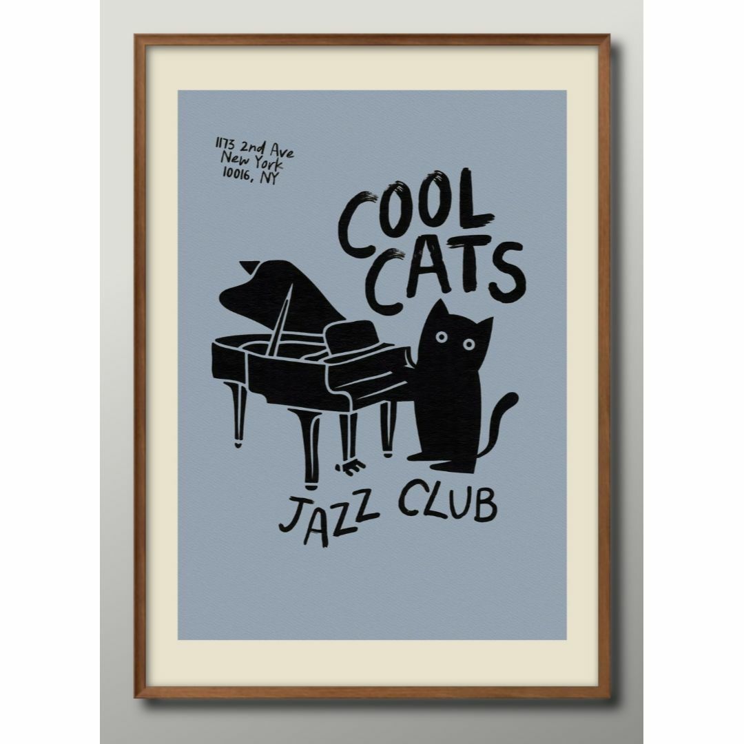 15890■A3 アート ポスター『猫　ネコ　ジャズ　ピアノ』絵画 マット インテリア/住まい/日用品のインテリア/住まい/日用品 その他(その他)の商品写真
