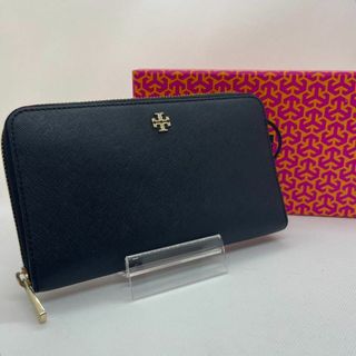 トリーバーチ(Tory Burch)の【極美品】トリーバーチ 長財布 ラウンドファスナー 小銭入れ付き レザー 黒(財布)
