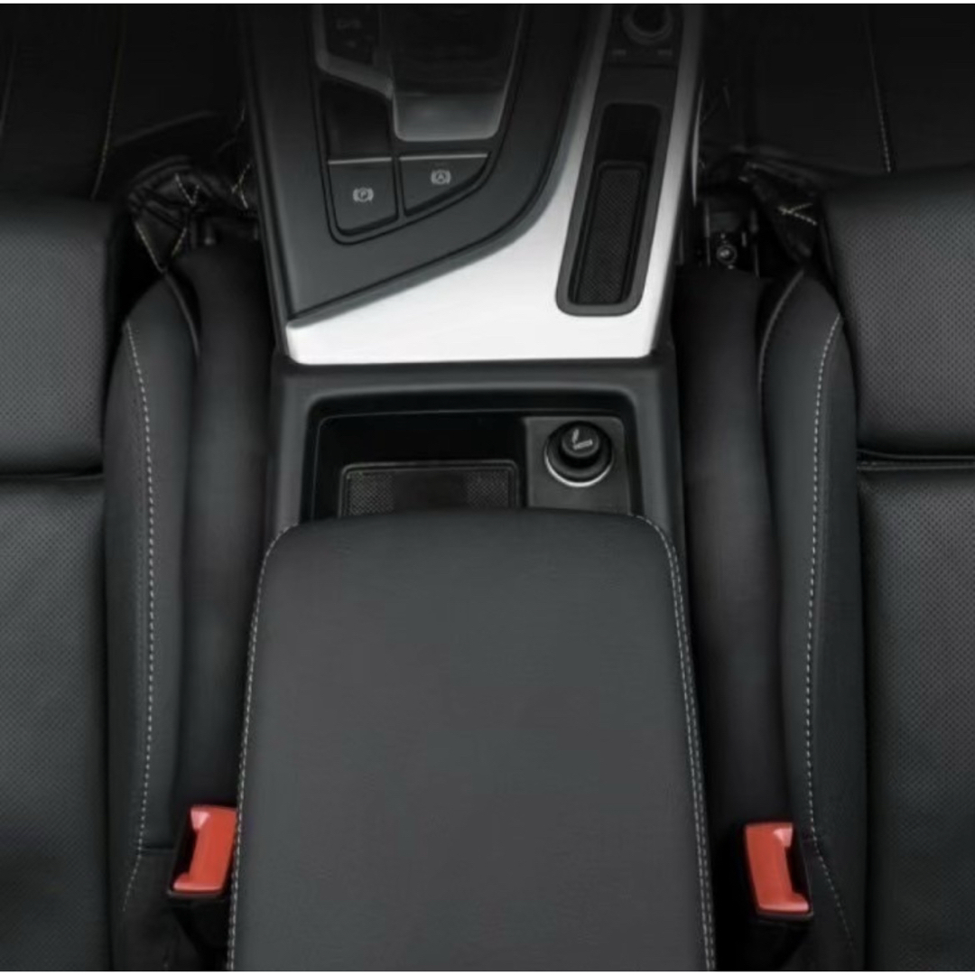 シートサイドクッション 黒 2本 隙間クッション カー用品 落下防止 レザー 自動車/バイクの自動車(車内アクセサリ)の商品写真