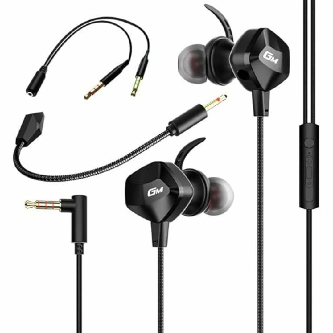 ゲーミングイヤホン 有線 【マイクミュート機能*2】3.5mm スマホ/家電/カメラのオーディオ機器(ヘッドフォン/イヤフォン)の商品写真