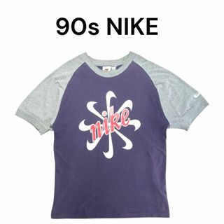ナイキ(NIKE)の90s NIKE 風車ロゴビッグプリントラグランTシャツ　ナイキ　袖刺繍(Tシャツ/カットソー(半袖/袖なし))