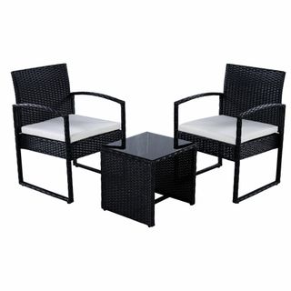 【ホワイト】ラタン調 ガーデンファニチャー3点 屋外家具 ソファ ガーデン家具