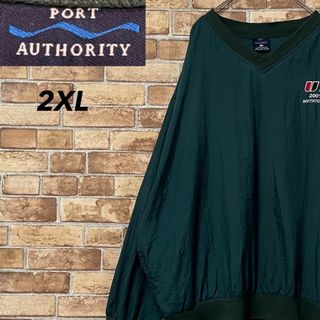 PORTAUTHORITY　ナイロンプルオーバー　グリーン　ビッグ　刺繍　2XL