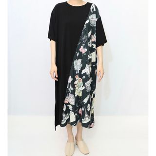 イズスカラー(iS ScoLar)のイズスカラー　is scolar 552268：パリ柄切替ランダムリブワンピース(ロングワンピース/マキシワンピース)