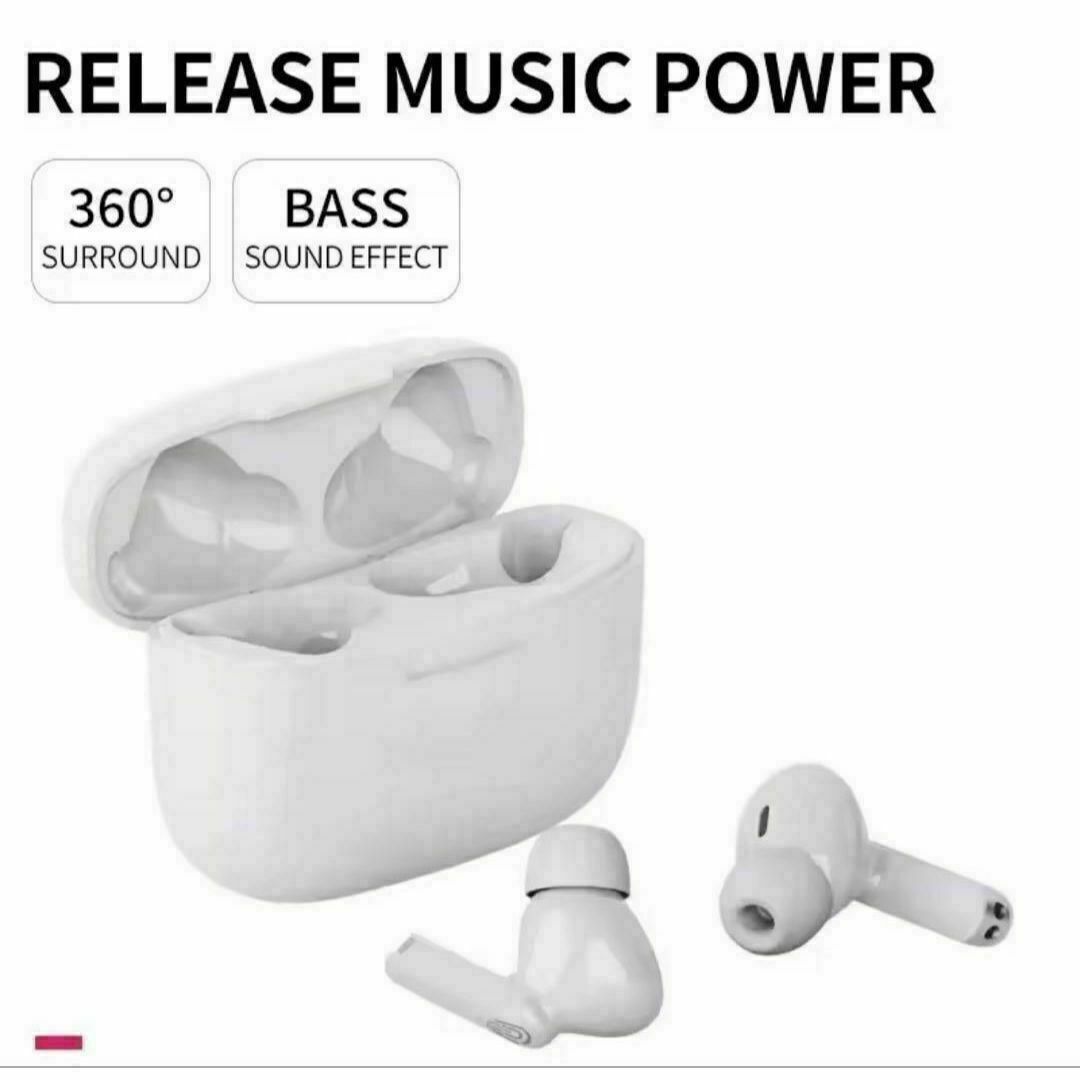 【新品•未使用】Bluetoothワイヤレスイヤホン　白 スマホ/家電/カメラのオーディオ機器(ヘッドフォン/イヤフォン)の商品写真