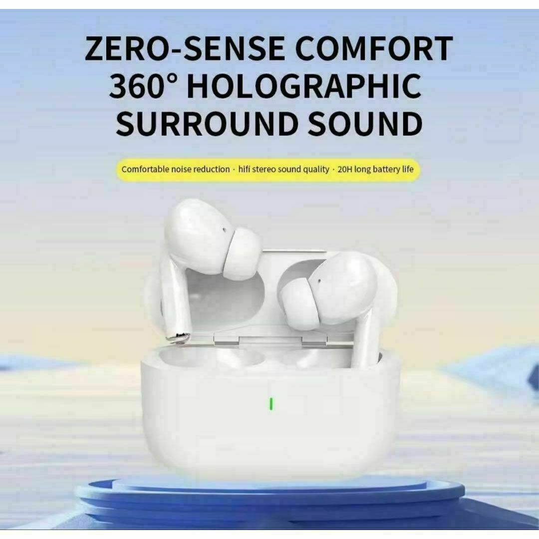 【新品•未使用】Bluetoothワイヤレスイヤホン　白 スマホ/家電/カメラのオーディオ機器(ヘッドフォン/イヤフォン)の商品写真